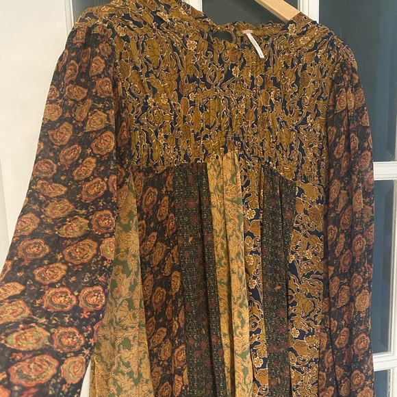 Free People Merrie Mix Print Tunic Top size XS - Picture 2 of 7